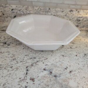 White Octagonal Ceramic Bowl 7534 USA Marked 10" Diameter